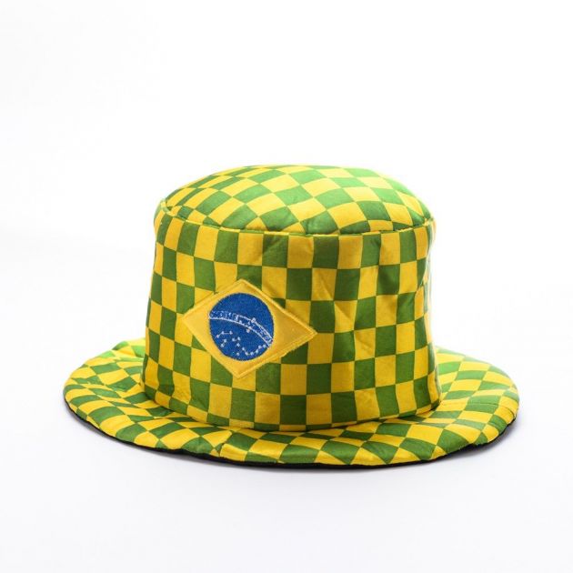 CHAPEU DO BRASIL QUADRICULADO AMARELO E VERDE