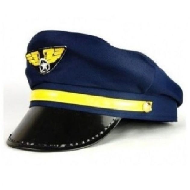 Chapeu Cosplay Quepe De Aviador E Piloto Azul