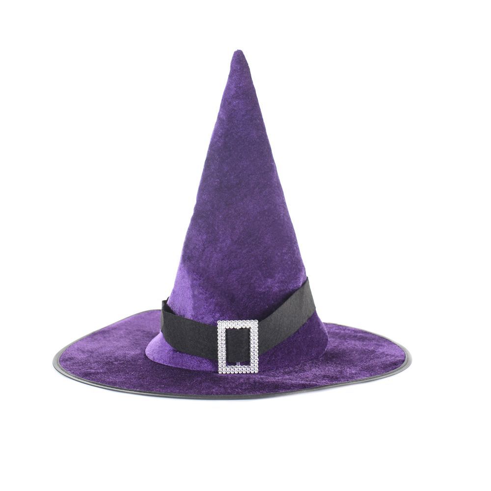 Etiqueta De Nome Bruxa Bonita no Halloween do Chapéu Roxo