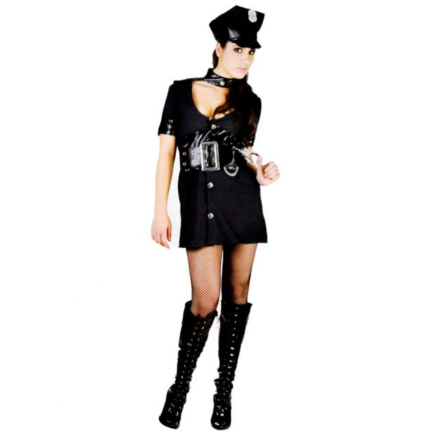 Fantasia Cosplay Adulto Policial Feminina P / M