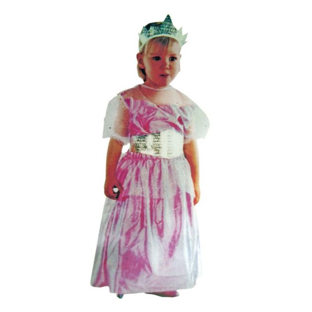 Fantasia Cosplay Princesa Infantil Rosa Com Tiara