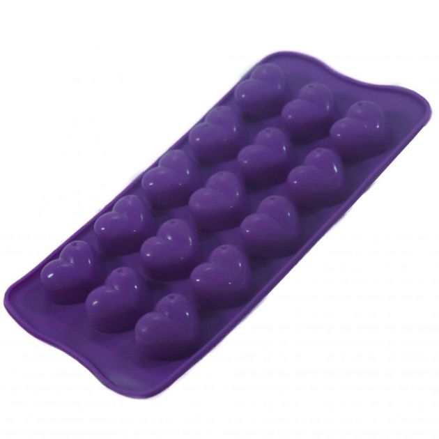 Forma De Coracao Roxo Em Silicone 15 Cavidades