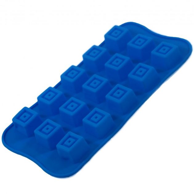 Forma De Silicone 15 Cavidades Quadrada Azul