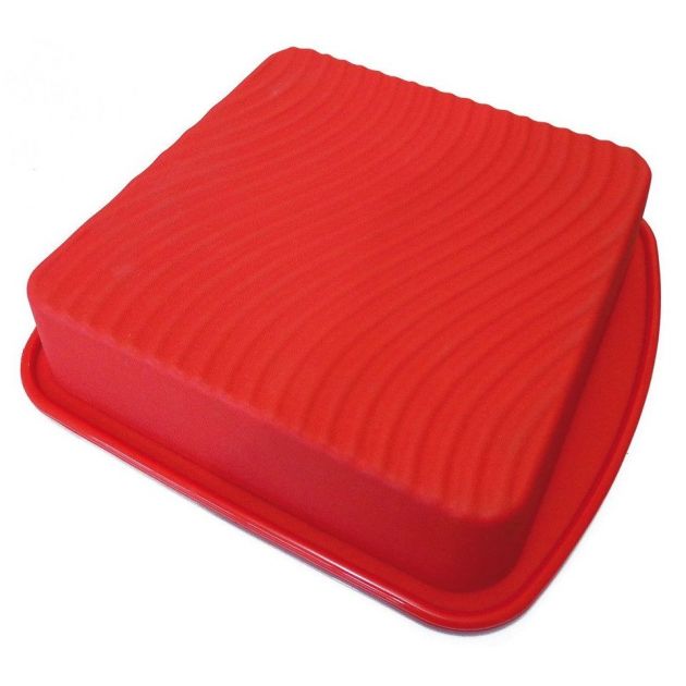 Forma Para Bolo Quadrada Em Silicone Vermelho