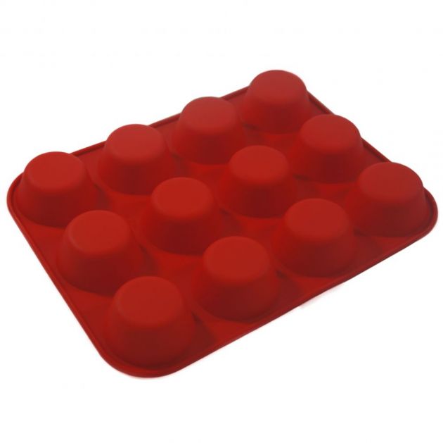 Forma Para Cupcake Silicone Vermelho 12 Cavidades