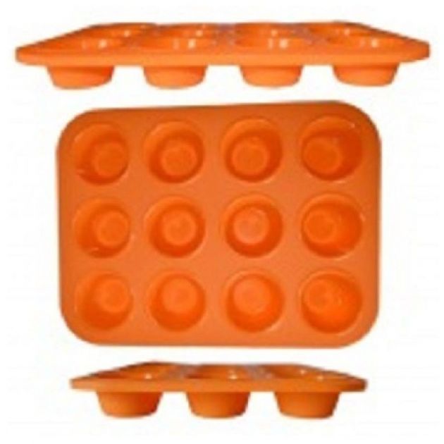 Forma Para Cupcakes Silicone Laranja 12 Cavidades