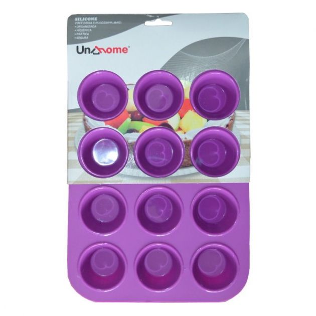 Forma Para Cupcakes Silicone Roxa 12 Cavidades