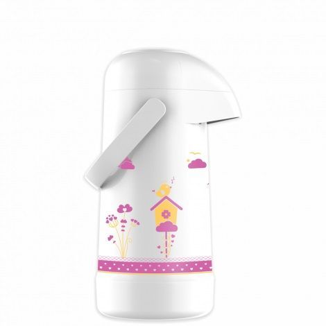 Garrafa Termica Magic Pump 500Ml Branco E Dec Rosa