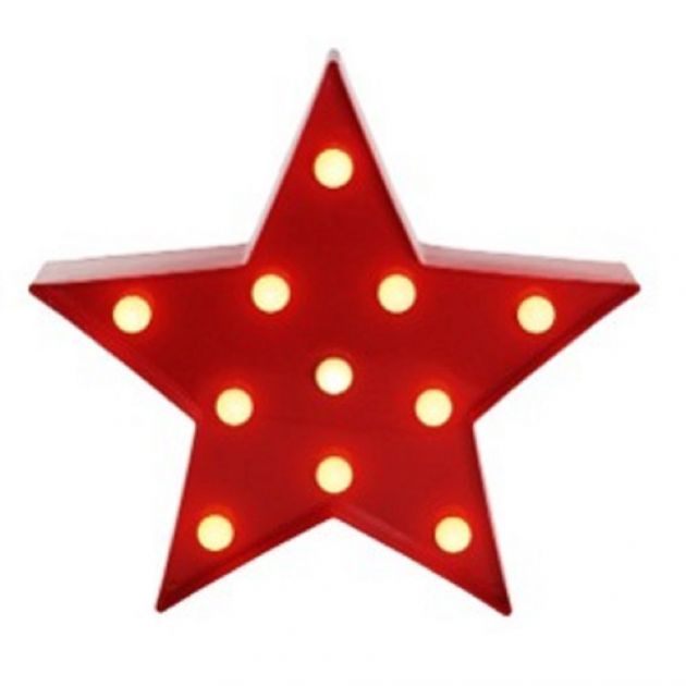 Luminária Led Decorativa Estrela Vermelho 33X5 Cm