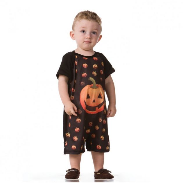 Macacao Curto Baby Abobora Halloween M Cosplay