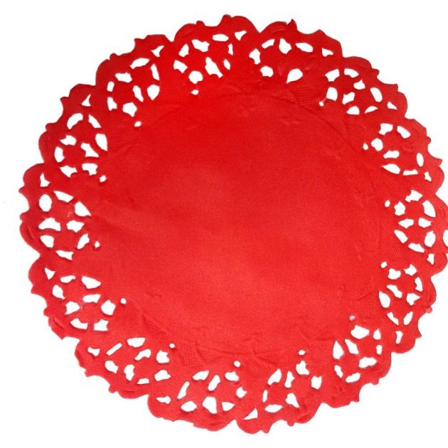 Toalha Rendada Papel Doilies 110 Vermelho 50 Und